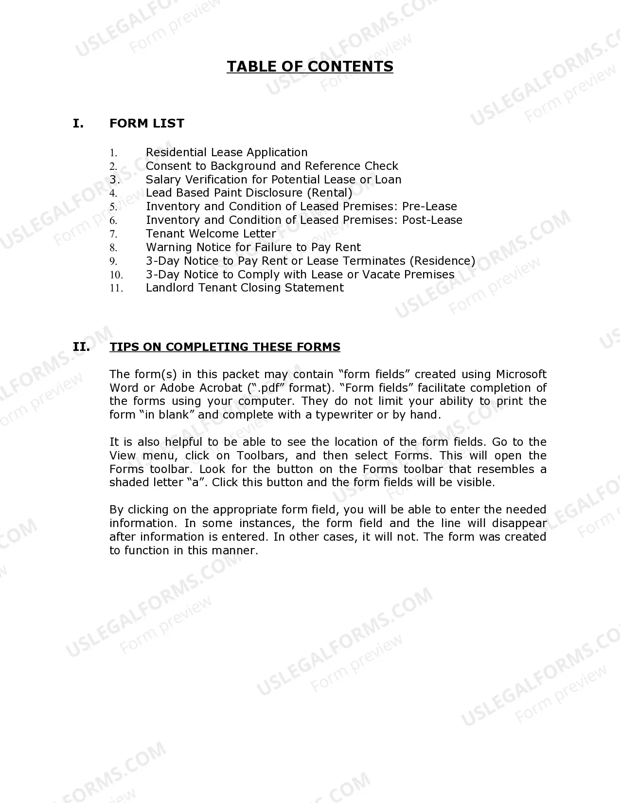 Preview Colorado Supplemental Residential Lease Forms Package