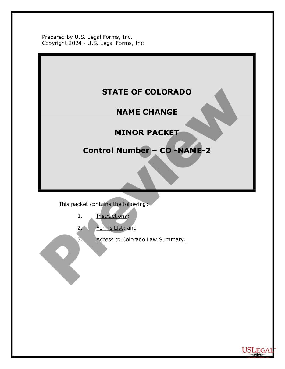 page 0 Colorado Name Change Instructions and Forms Package for a Minor preview