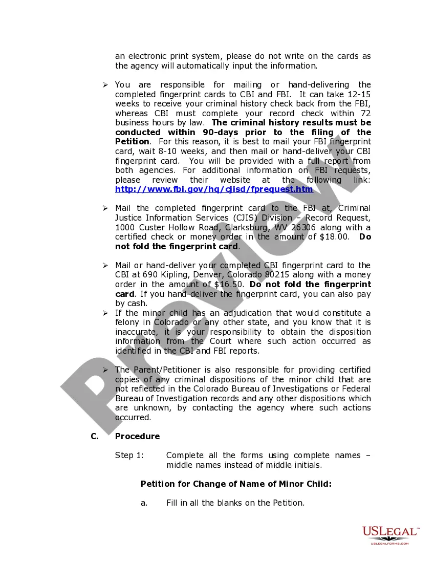 Preview Colorado Name Change Instructions and Forms Package for a Minor