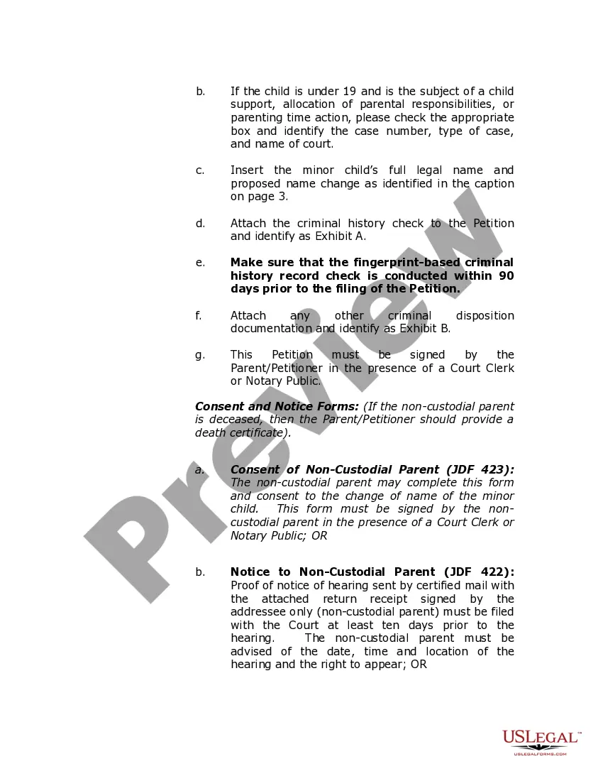 Preview Colorado Name Change Instructions and Forms Package for a Minor