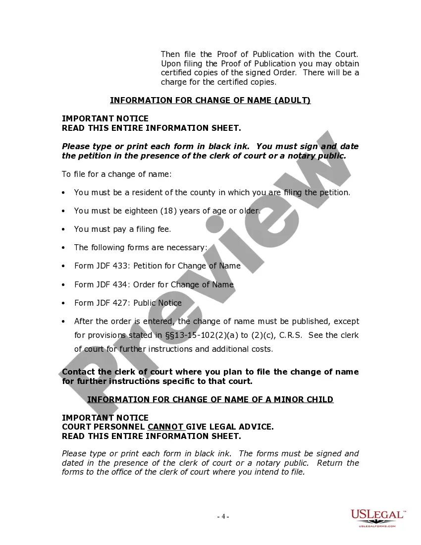 Preview Colorado Name Change Instructions and Forms Package for a Family