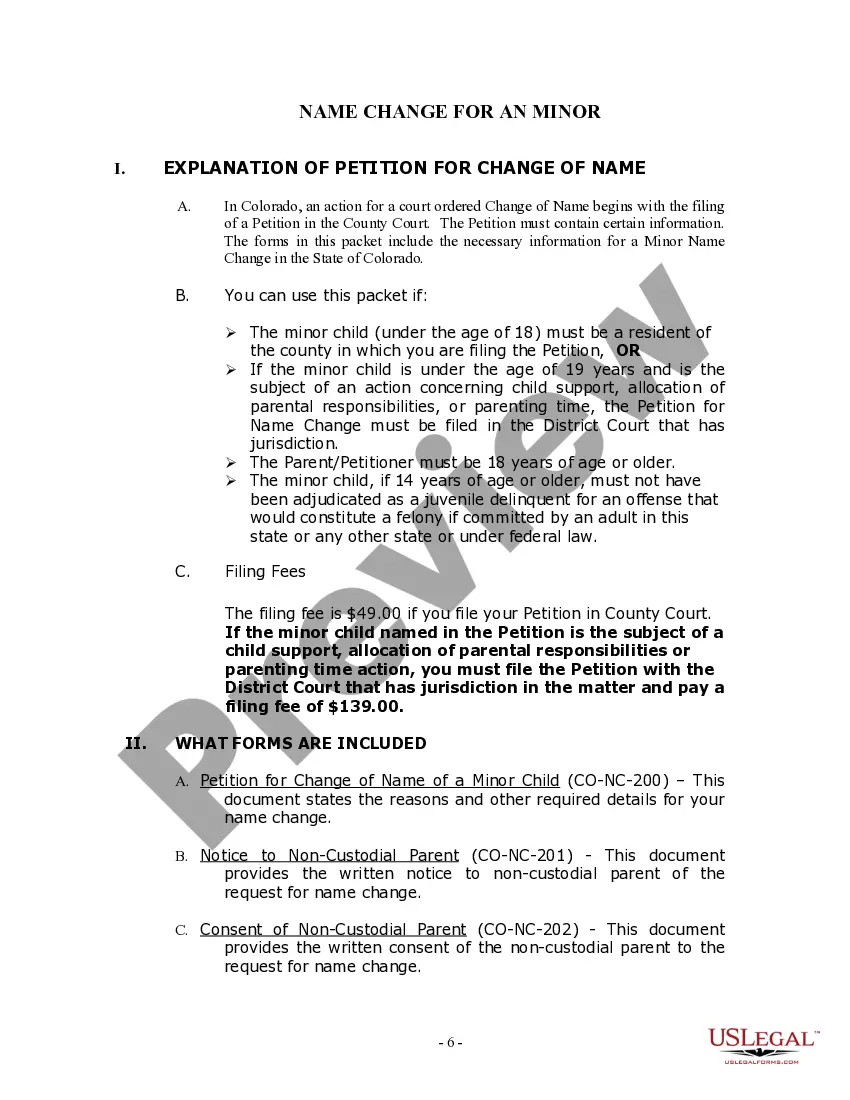 Preview Colorado Name Change Instructions and Forms Package for a Family