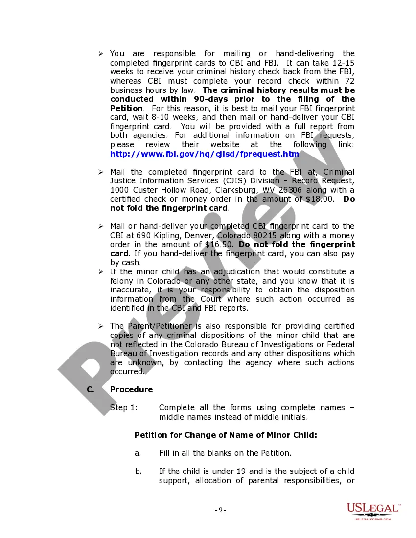 Preview Colorado Name Change Instructions and Forms Package for a Family