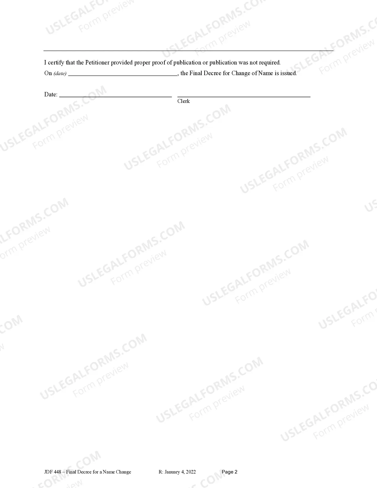 Preview Final Decree - Minor Name Change