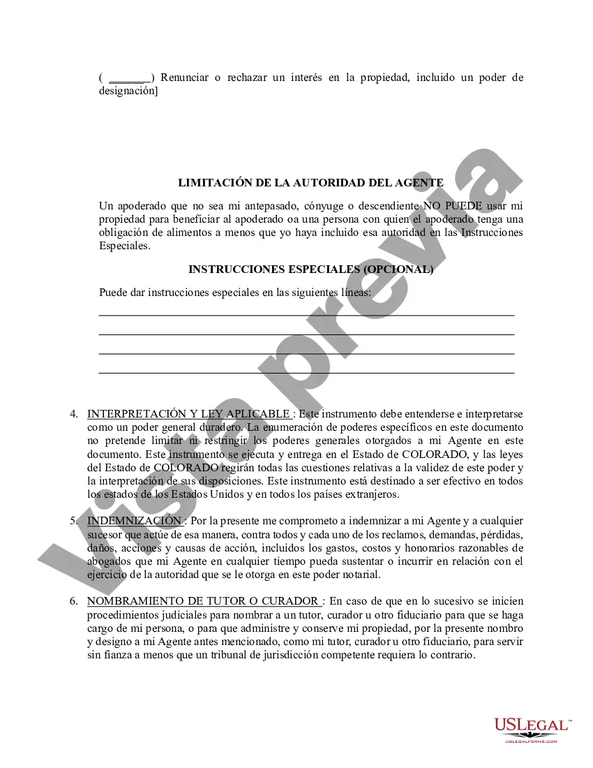 Preview Poder general duradero para la propiedad y las finanzas o efectivo financiero en caso de incapacidad