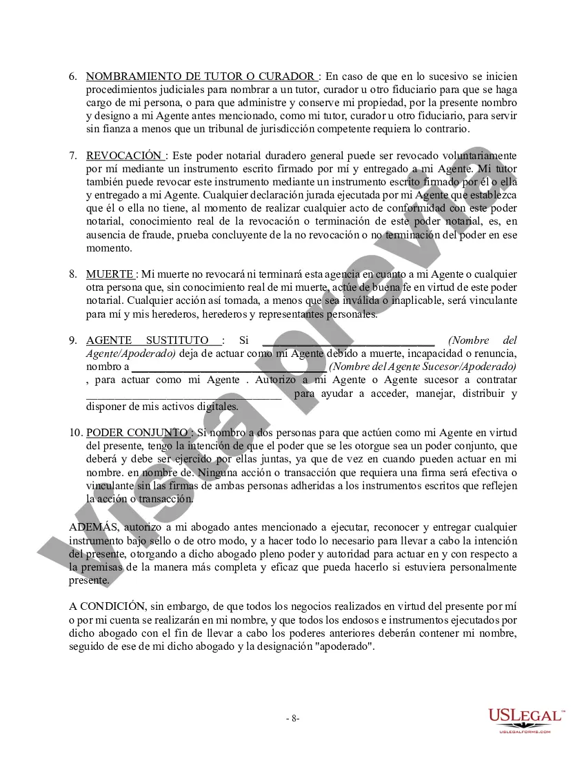 Preview Poder General Duradero para Bienes y Finanzas o Financiero Efectivo Inmediatamente