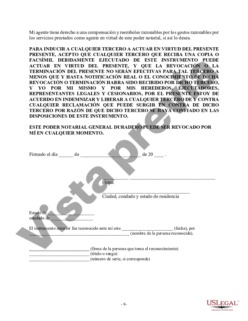 Preview Poder General Duradero para Bienes y Finanzas o Financiero Efectivo Inmediatamente