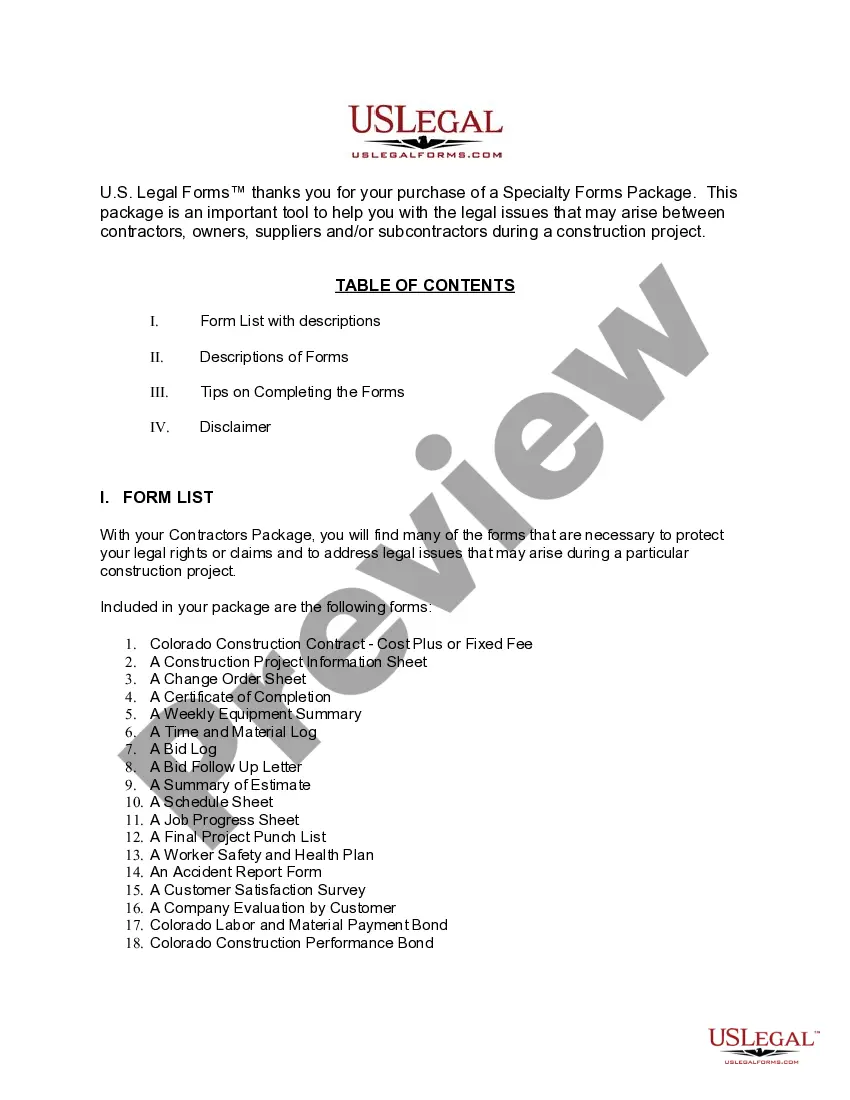 Get Colorado Contractors Forms Package Preview Colorado Contractors Forms Package