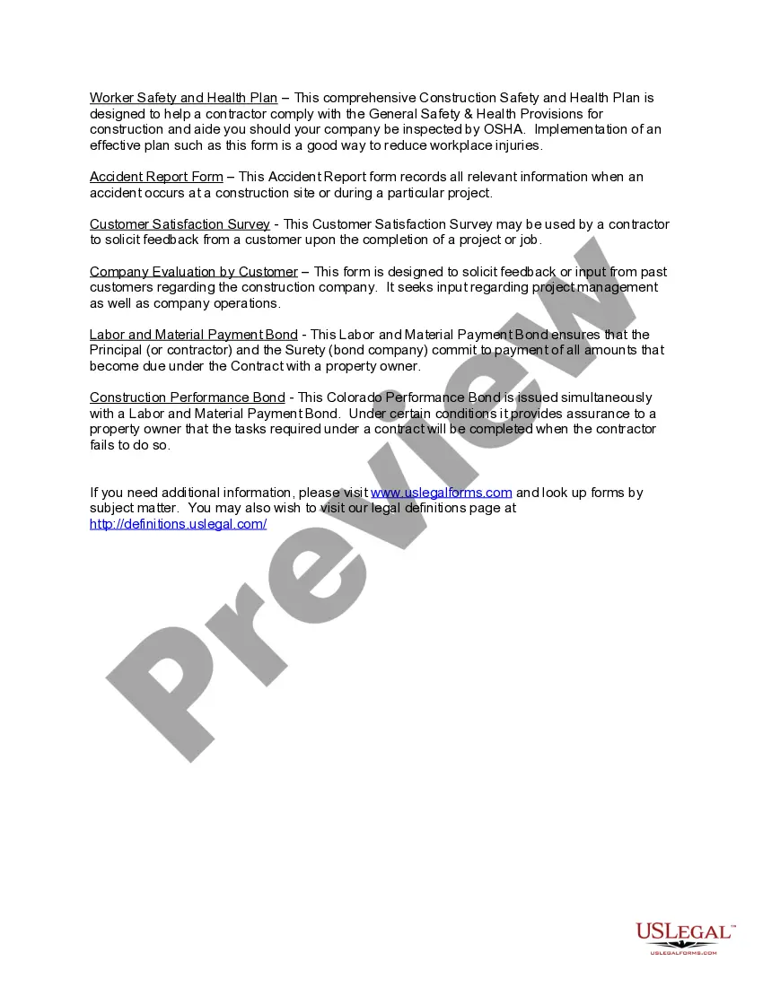 Get Colorado Contractors Forms Package Preview Colorado Contractors Forms Package