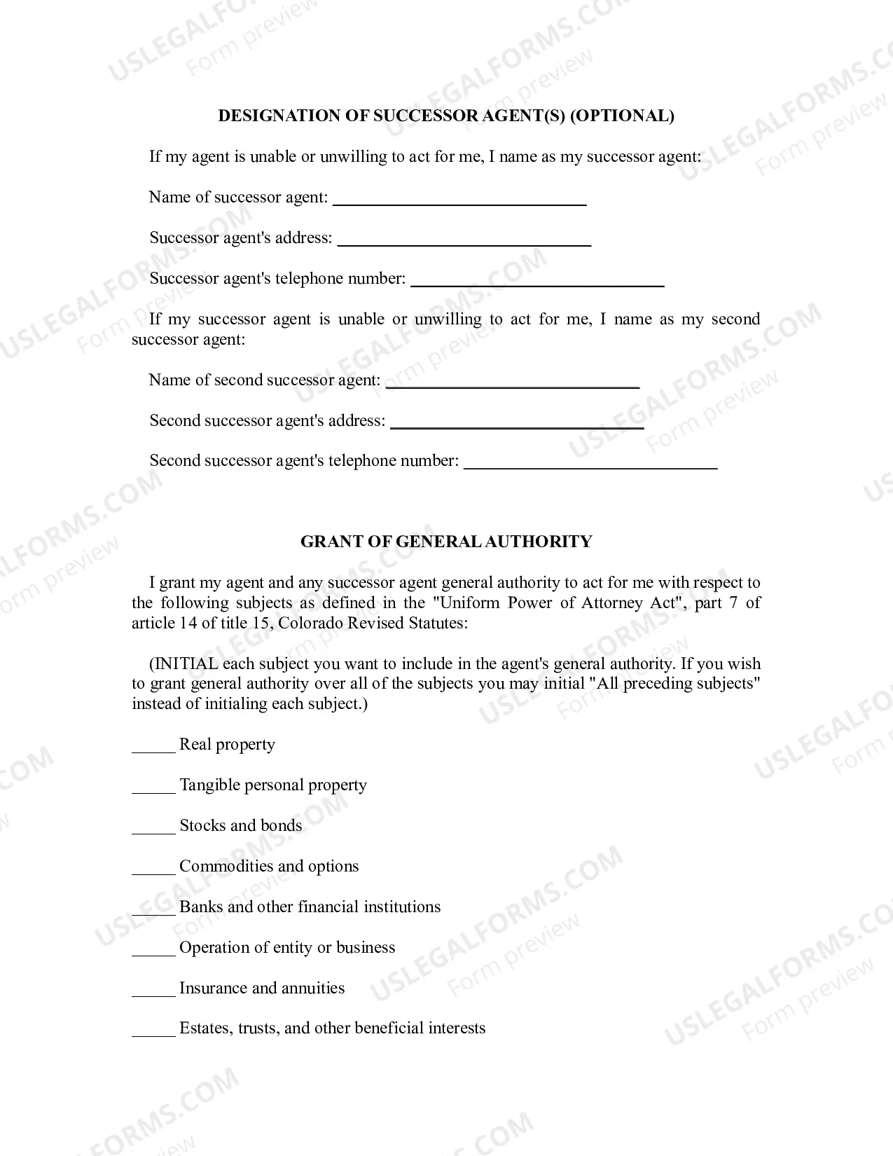 Preview Statutory Durable Power of Attorney
