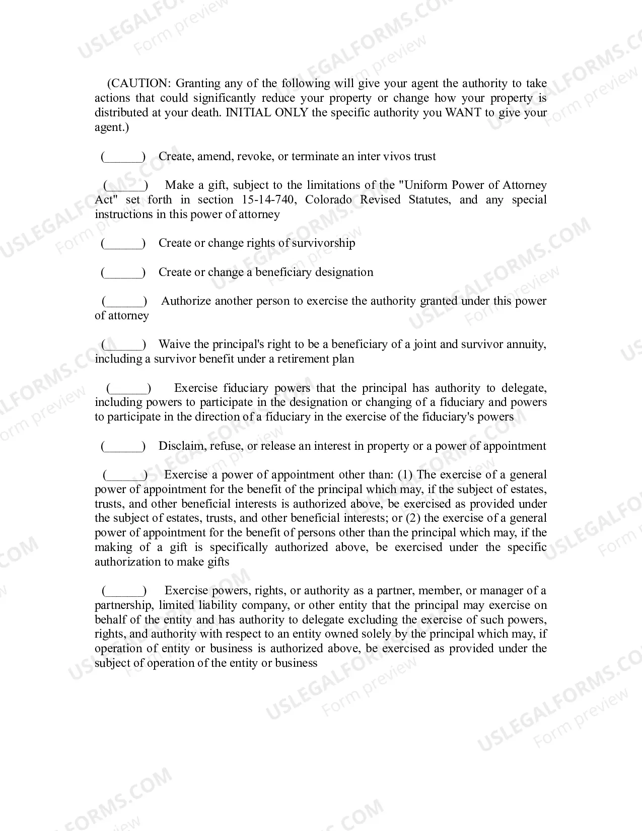 Preview Statutory Durable Power of Attorney