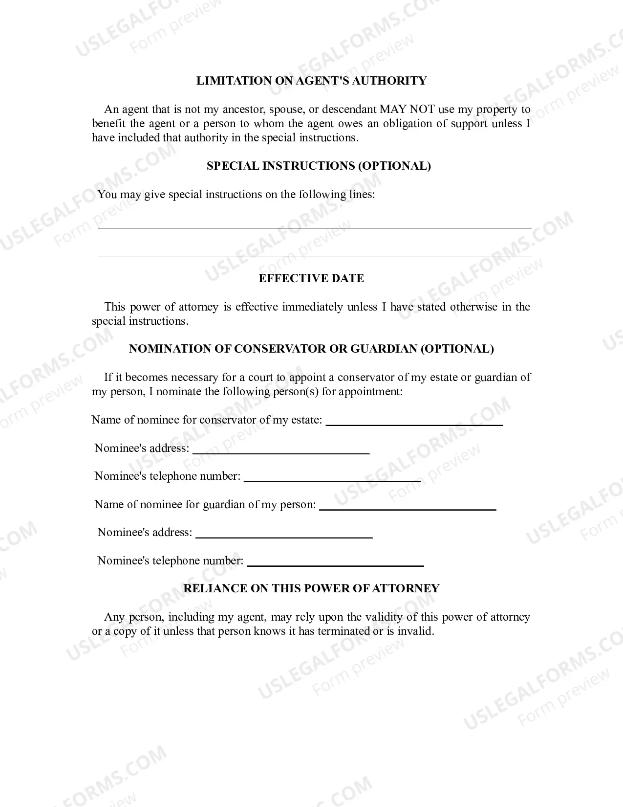 Preview Statutory Durable Power of Attorney