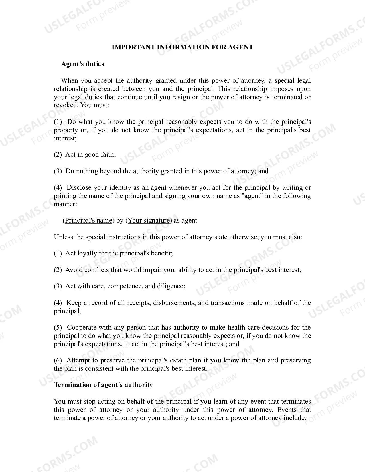 Preview Statutory Durable Power of Attorney