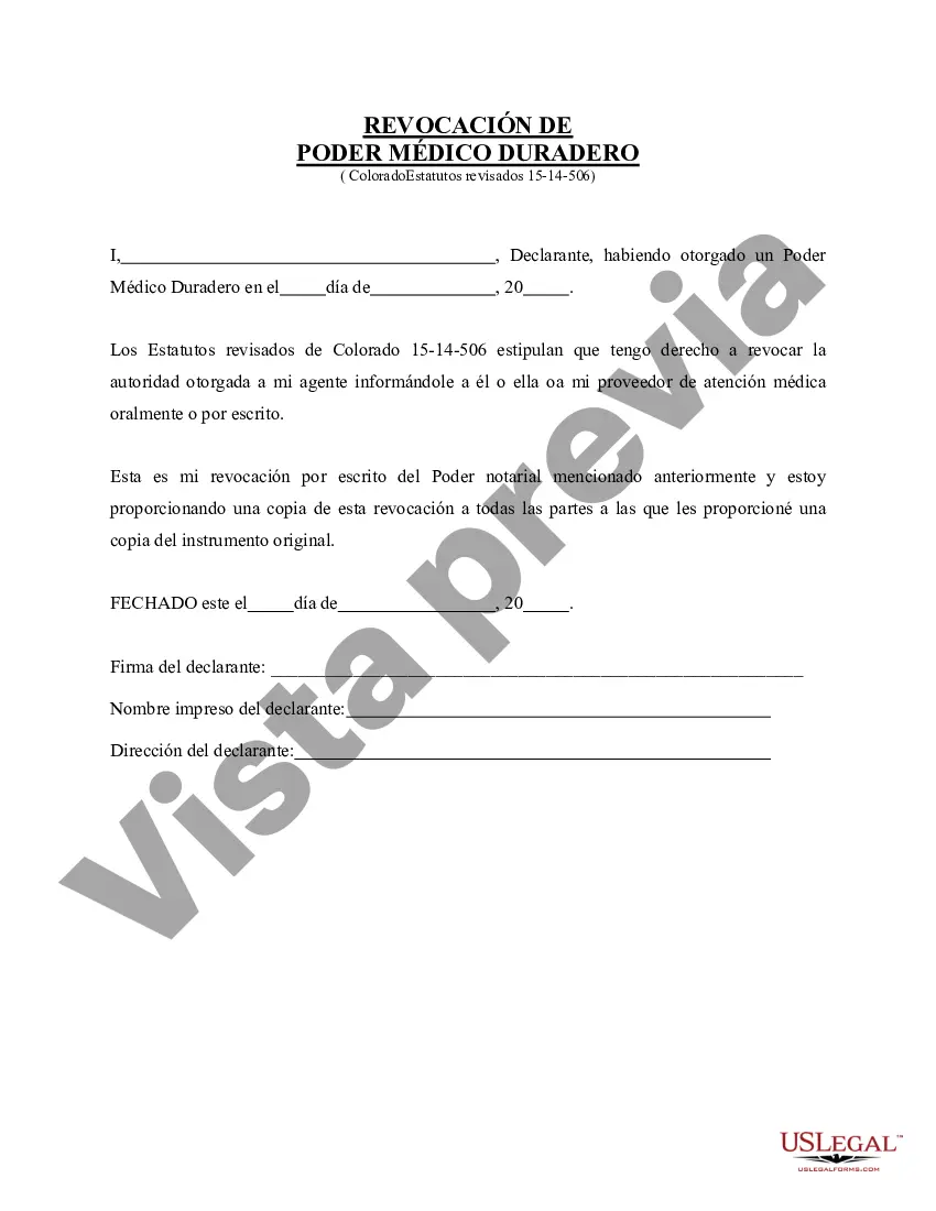 Preview Revocación del poder notarial médico duradero