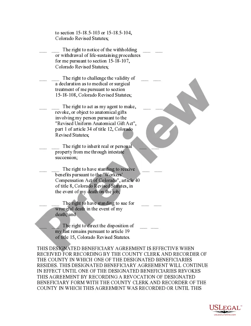 Preview Statutory Designated Beneficiary Agreement