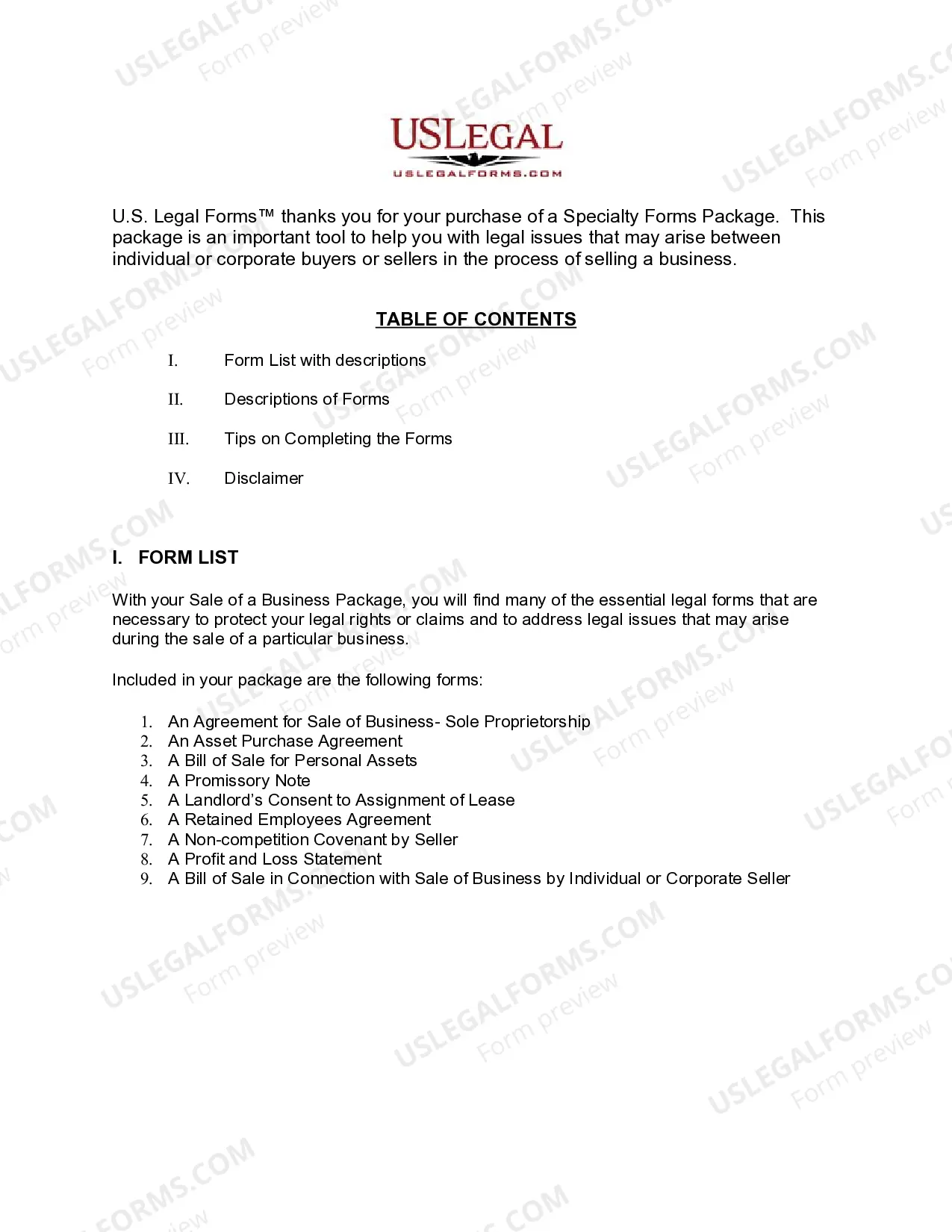 Preview Colorado Sale of a Business Package