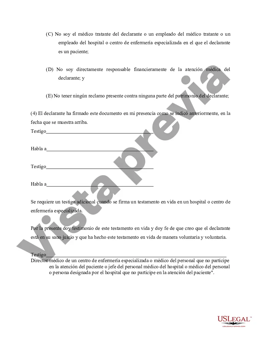 Preview Equivalente estatutario de testamento en vida o declaración