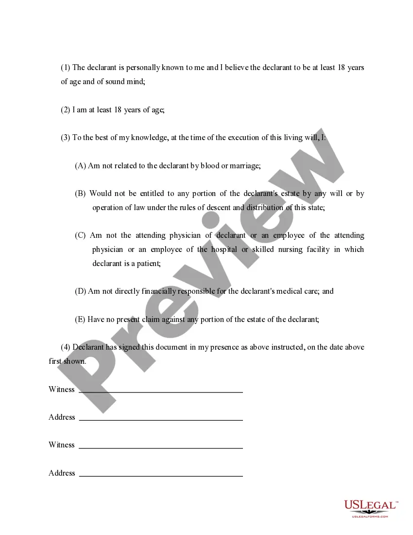 Get Statutory Equivalent of Living Will or Declaration Preview Statutory Equivalent of Living Will or Declaration