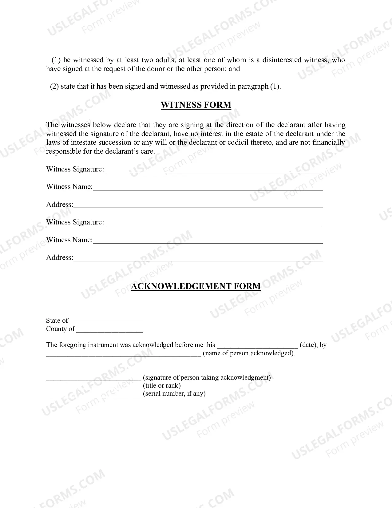 Preview Donation Pursuant to Revised Uniform Anatomical Gift Act