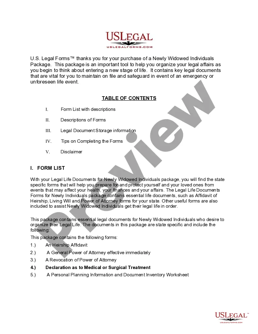 Get Colorado Newly Widowed Individuals Package Preview Colorado Newly Widowed Individuals Package