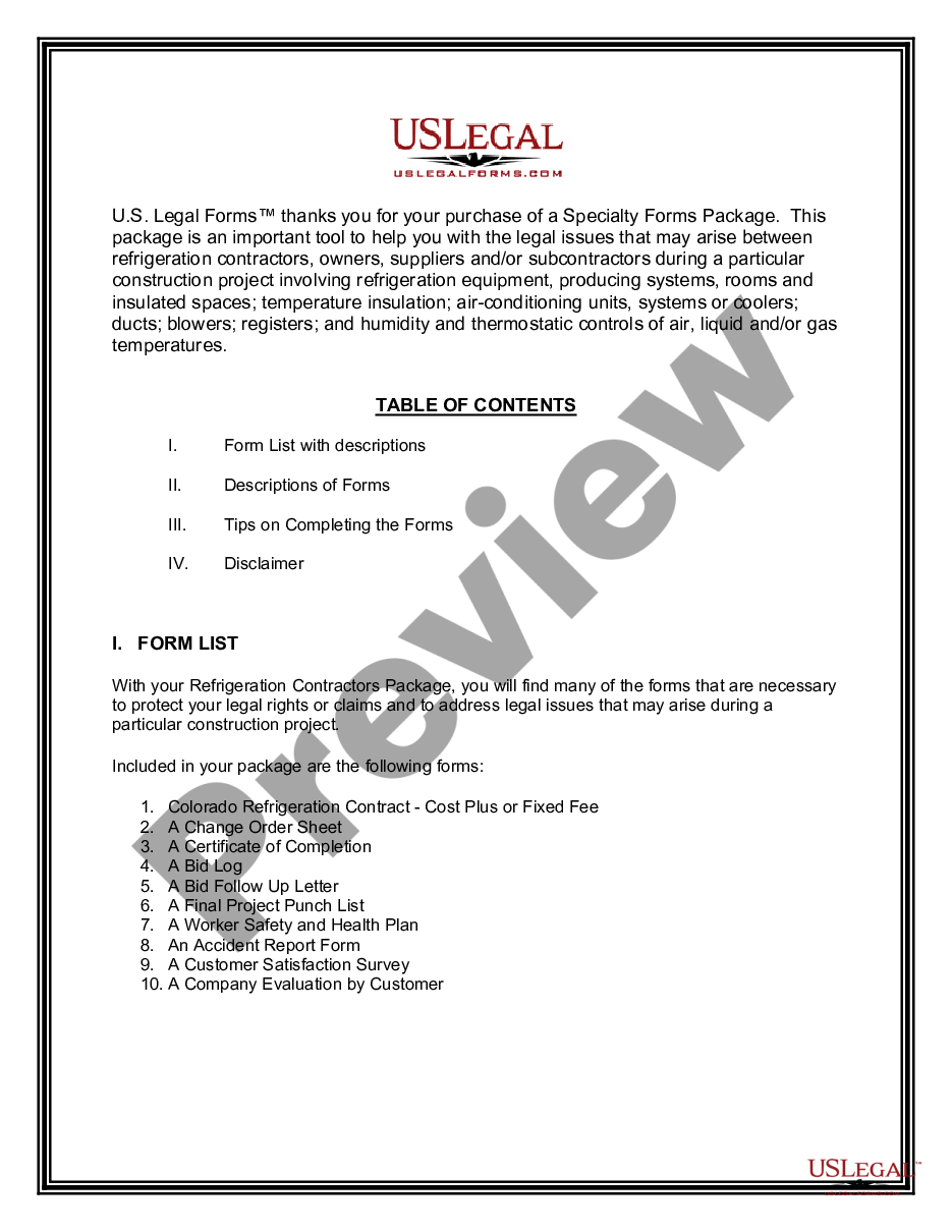 page 1 Refrigeration Contractor Package preview