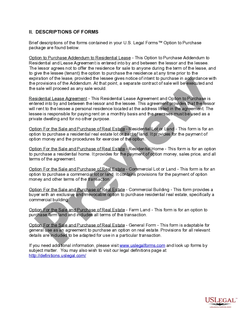 Preview Colorado Option to Purchase Package