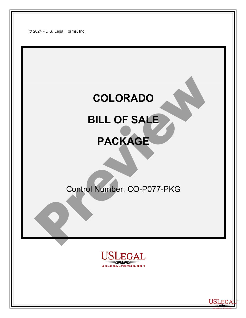 page 0 Bill of Sale Package preview