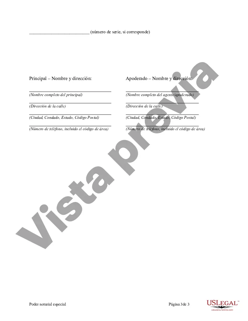 Preview Poder notarial especial o limitado para transacciones de venta de bienes raíces por parte del vendedor