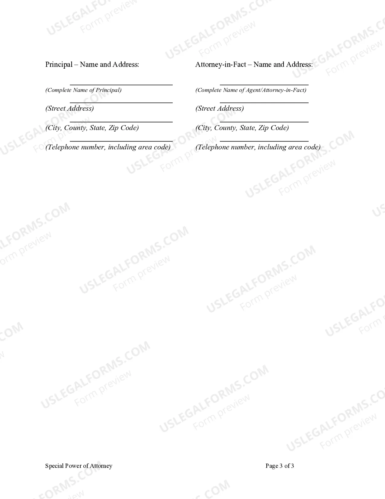 Preview Special or Limited Power of Attorney for Real Estate Purchase Transaction by Purchaser