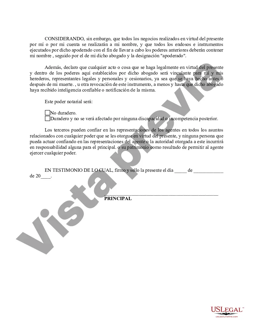 Preview Poder notarial limitado en el que se especifican poderes con ejemplos de poderes incluidos