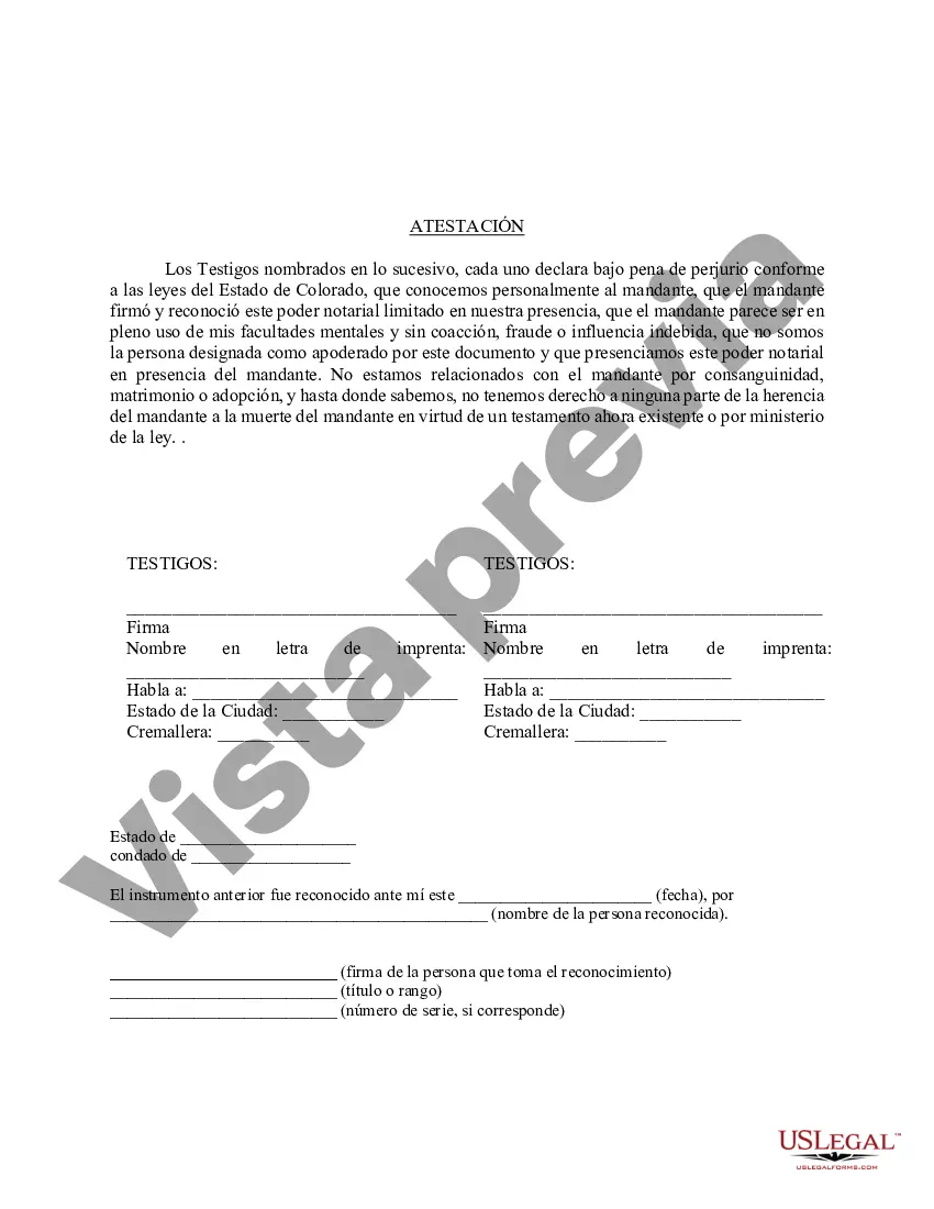 Preview Poder notarial limitado en el que se especifican poderes con ejemplos de poderes incluidos