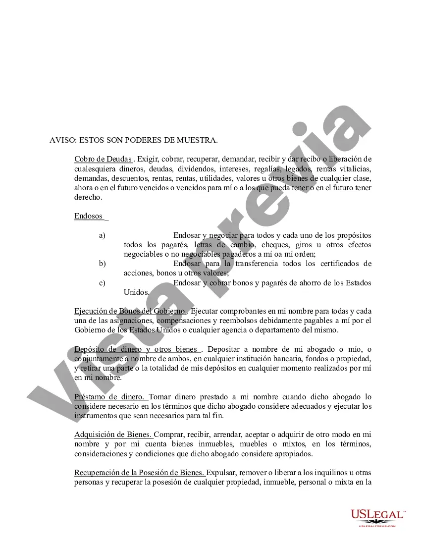 Preview Poder notarial limitado en el que se especifican poderes con ejemplos de poderes incluidos