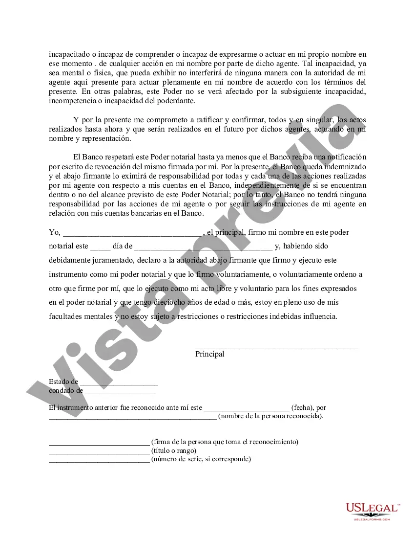 Preview Poder especial duradero para asuntos de cuentas bancarias