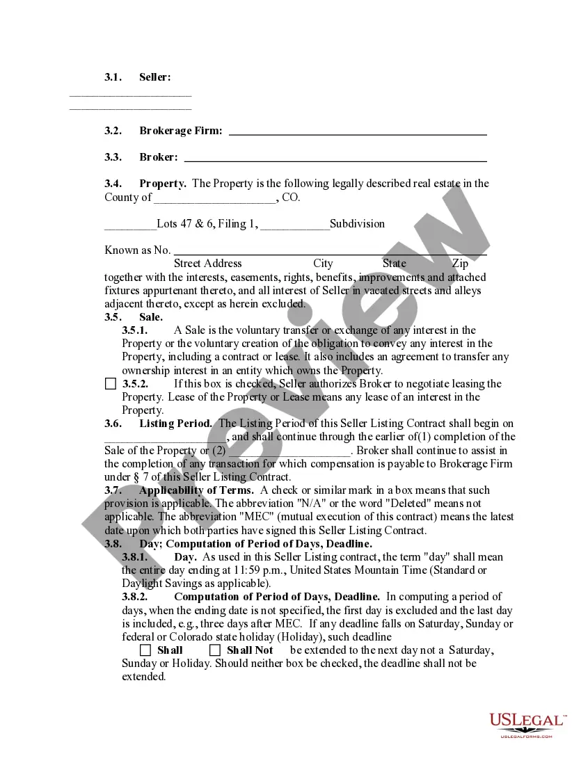 Preview Exclusive Right-to-Sell Listing Contract