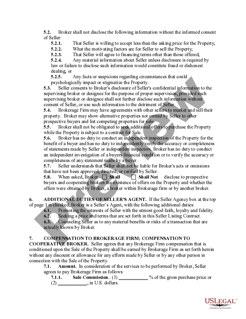 Preview Exclusive Right-to-Sell Listing Contract