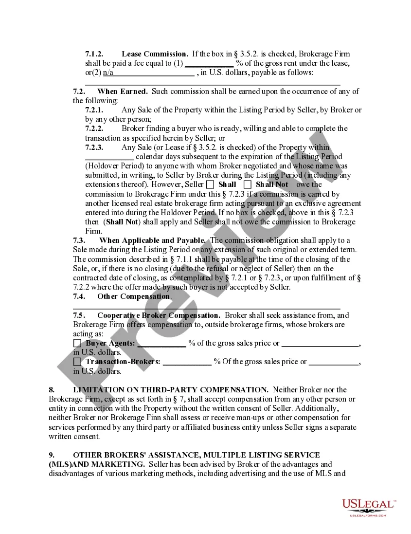 Preview Exclusive Right-to-Sell Listing Contract