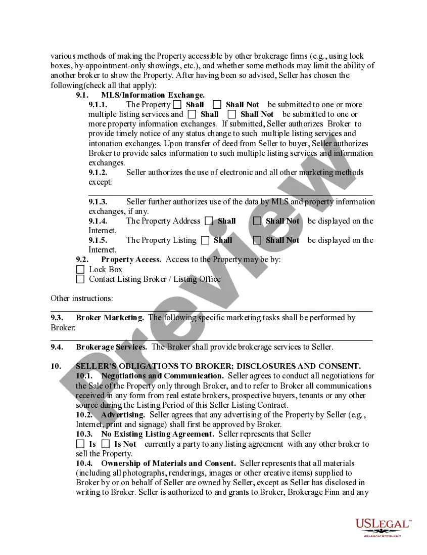 Preview Exclusive Right-to-Sell Listing Contract