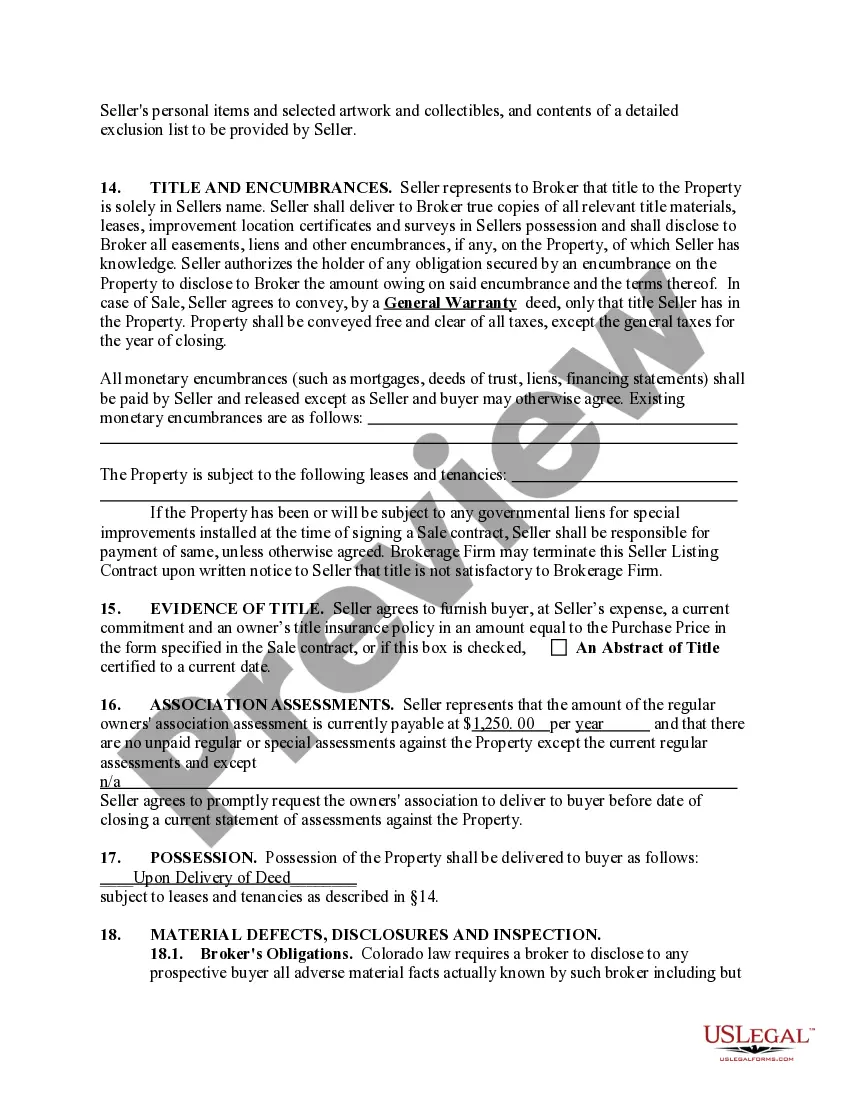 Preview Exclusive Right-to-Sell Listing Contract