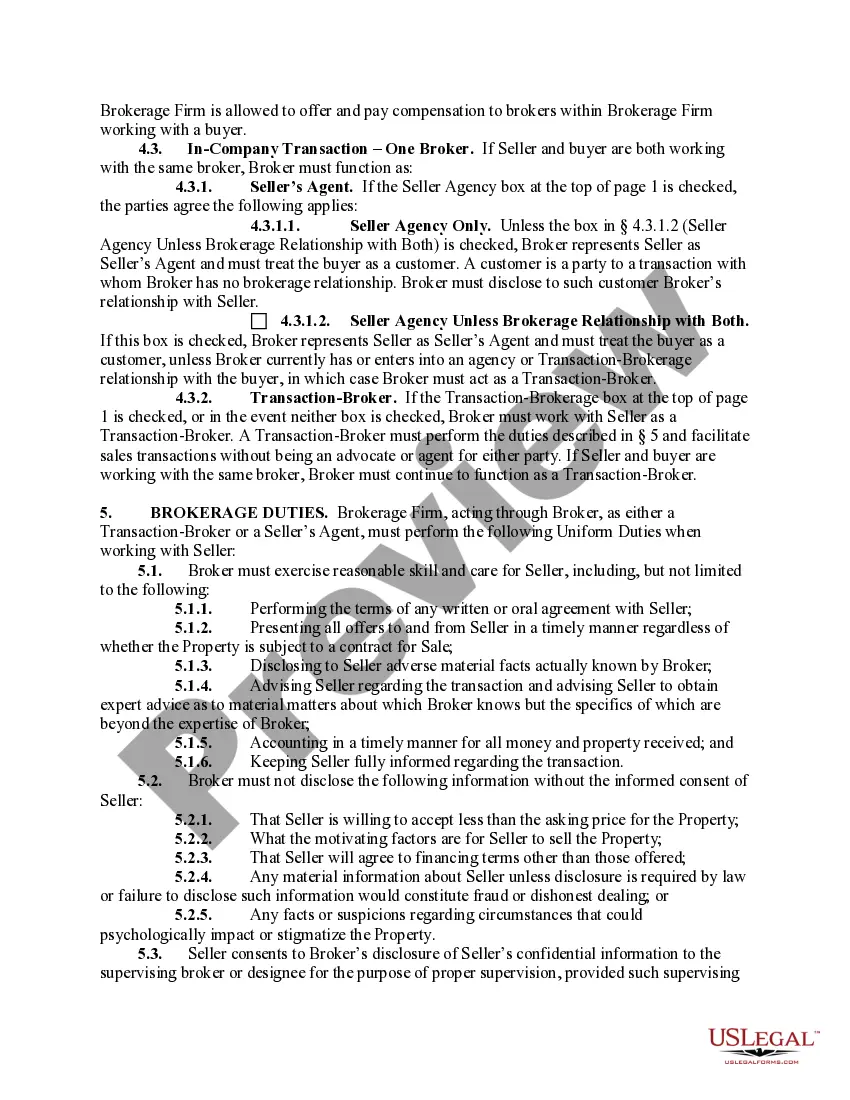 Preview Exclusive Right-to-Sell Listing Contract between Seller and Brokerage