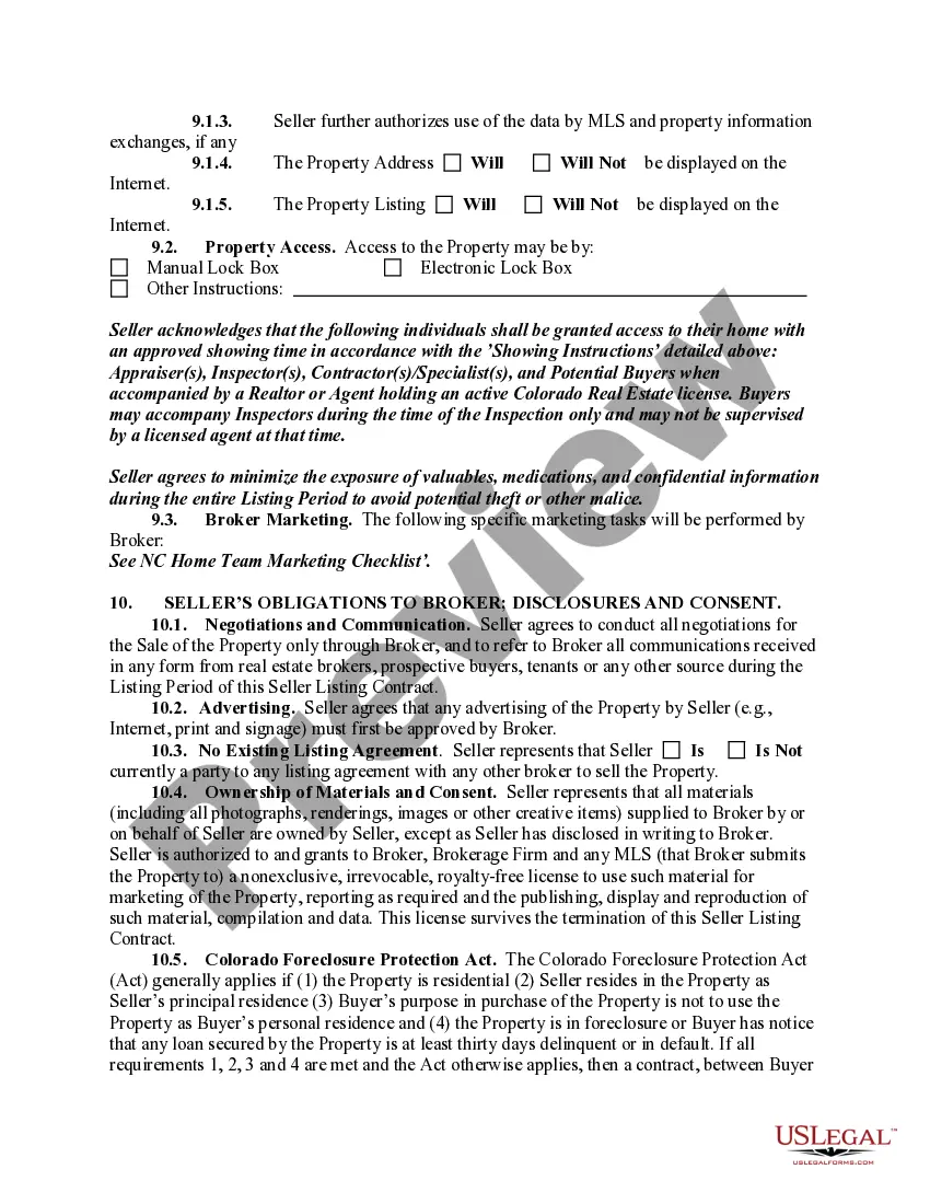 Preview Exclusive Right-to-Sell Listing Contract between Seller and Brokerage