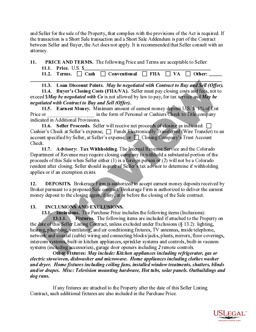 Preview Exclusive Right-to-Sell Listing Contract between Seller and Brokerage