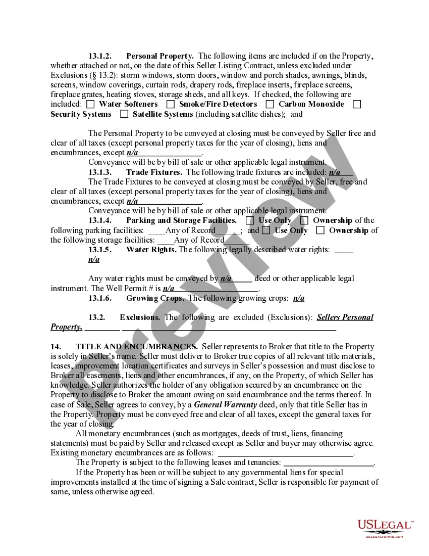 Preview Exclusive Right-to-Sell Listing Contract between Seller and Brokerage