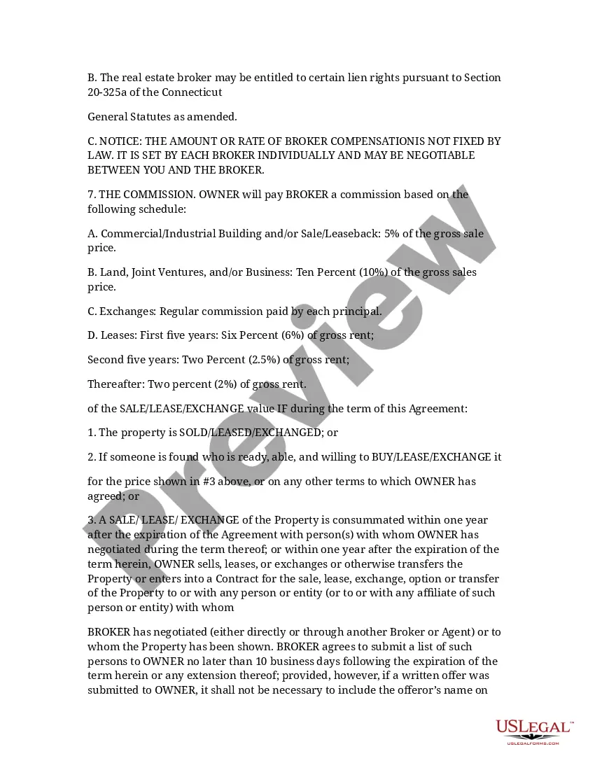 Preview Exclusive Right to Sell - Lease - Exchange