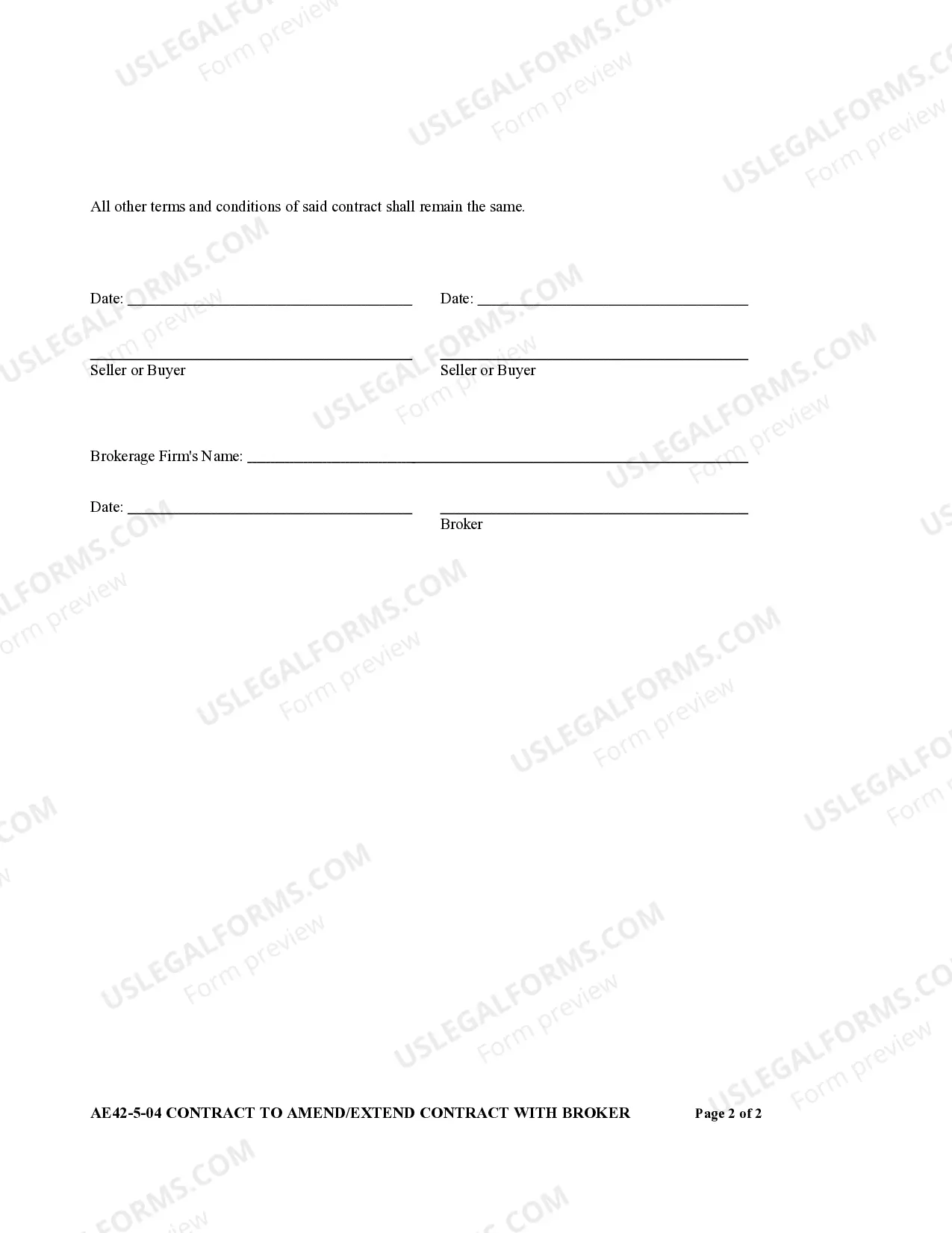 Preview Agreement to Amend or Extend Contract with Broker