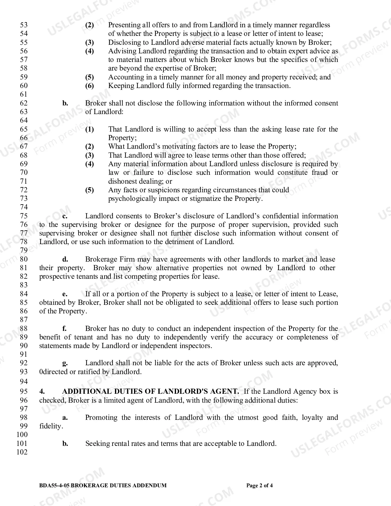 Preview Brokerage Duties Addendum to Property Management