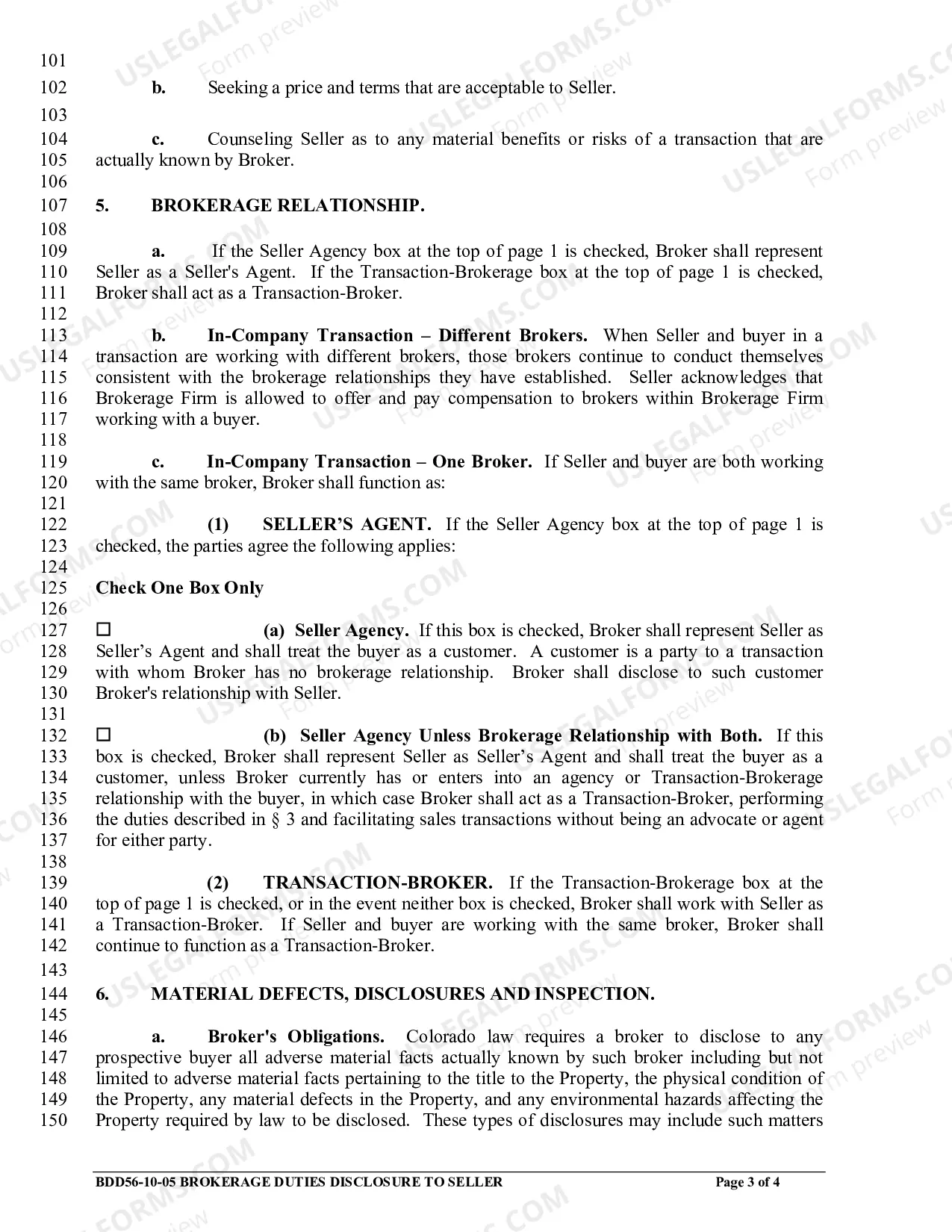 Preview Brokerage Duties Disclosure to Seller