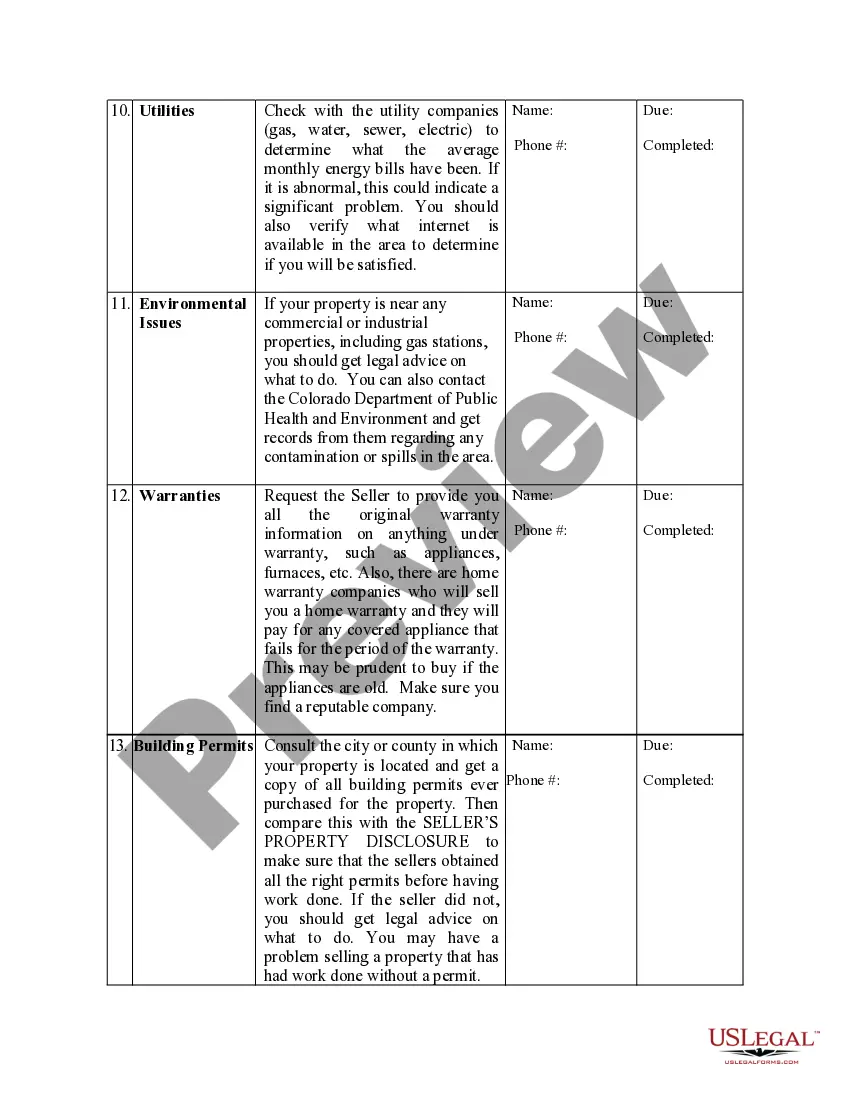 Preview Due Diligence Check List for Residential Real Estate Contracts - For Sale By Owner