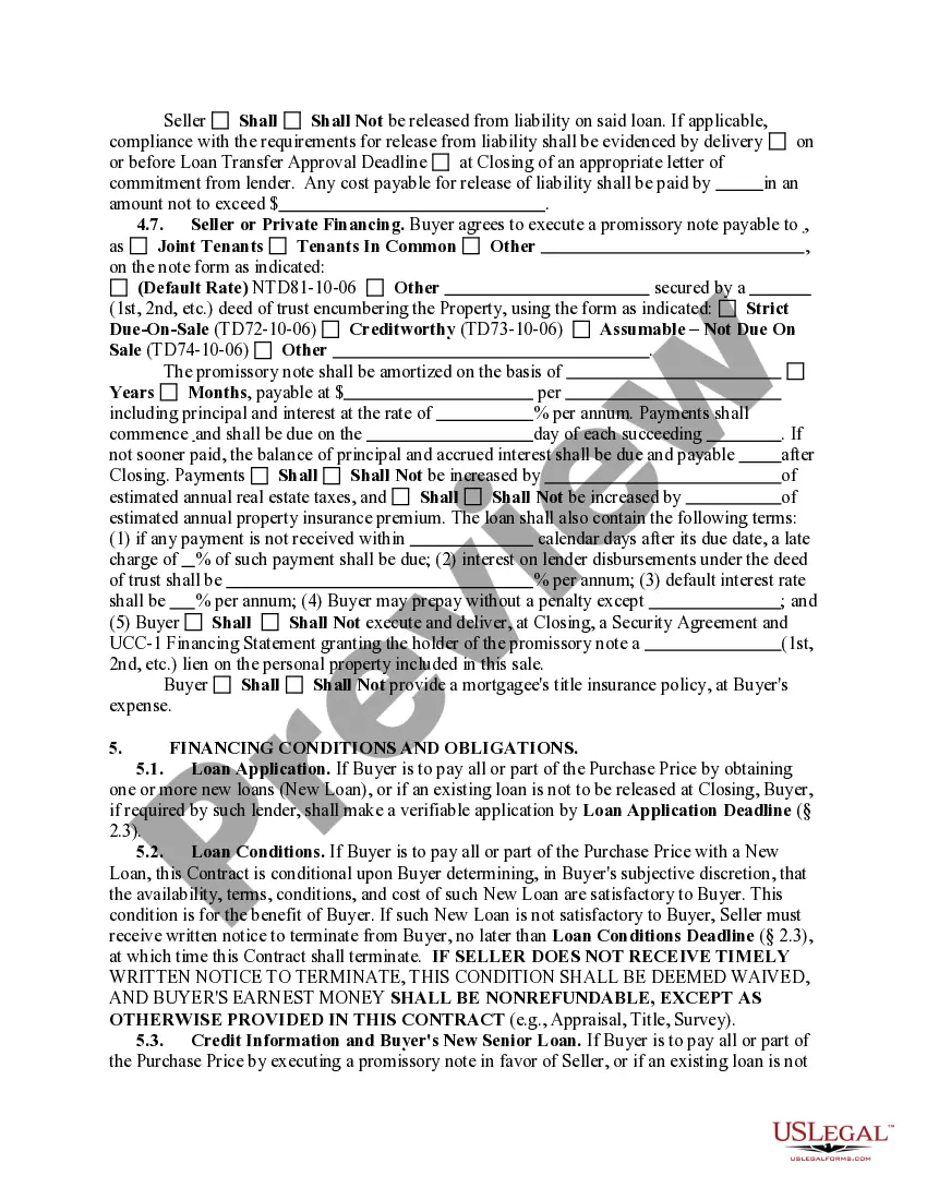 Preview Contract to Buy and Sell Real Estate - All Types of Properties - with Closing Instructions