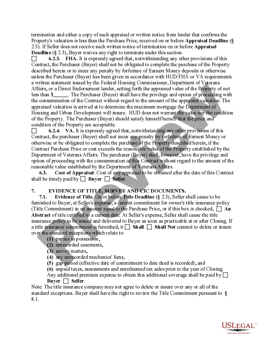 Preview Contract to Buy and Sell Real Estate - All Types of Properties - with Closing Instructions