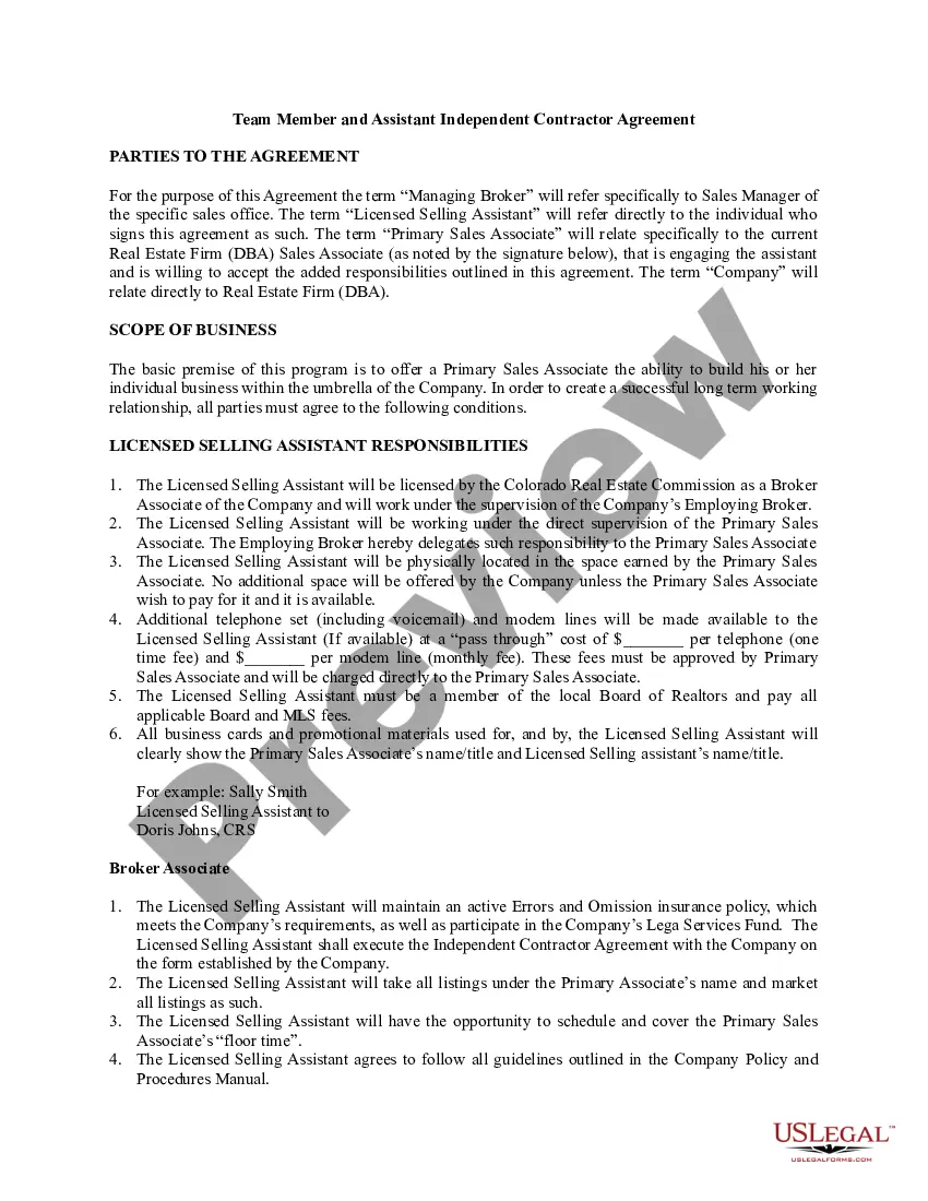Preview Agreement for Licensed Personal Assistant - Independent Contractor